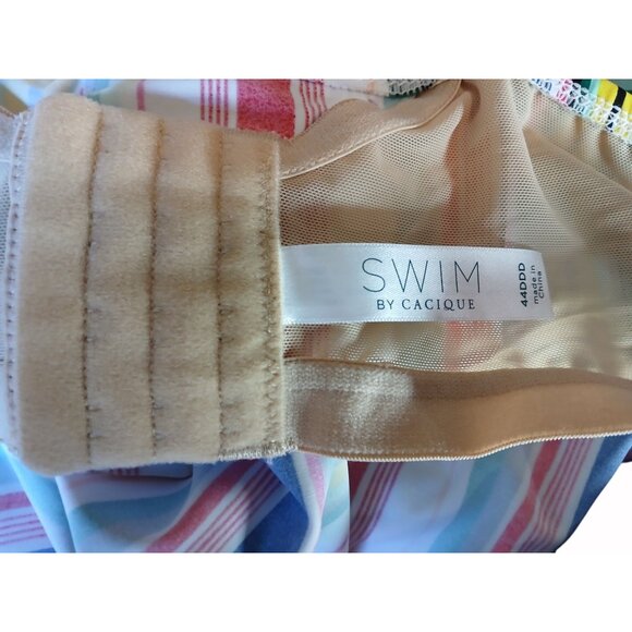 Swim Cacique Womens Tankini Swim Top Striped Multicolor Size 44DDD Padded Cups - Picture 11 of 11